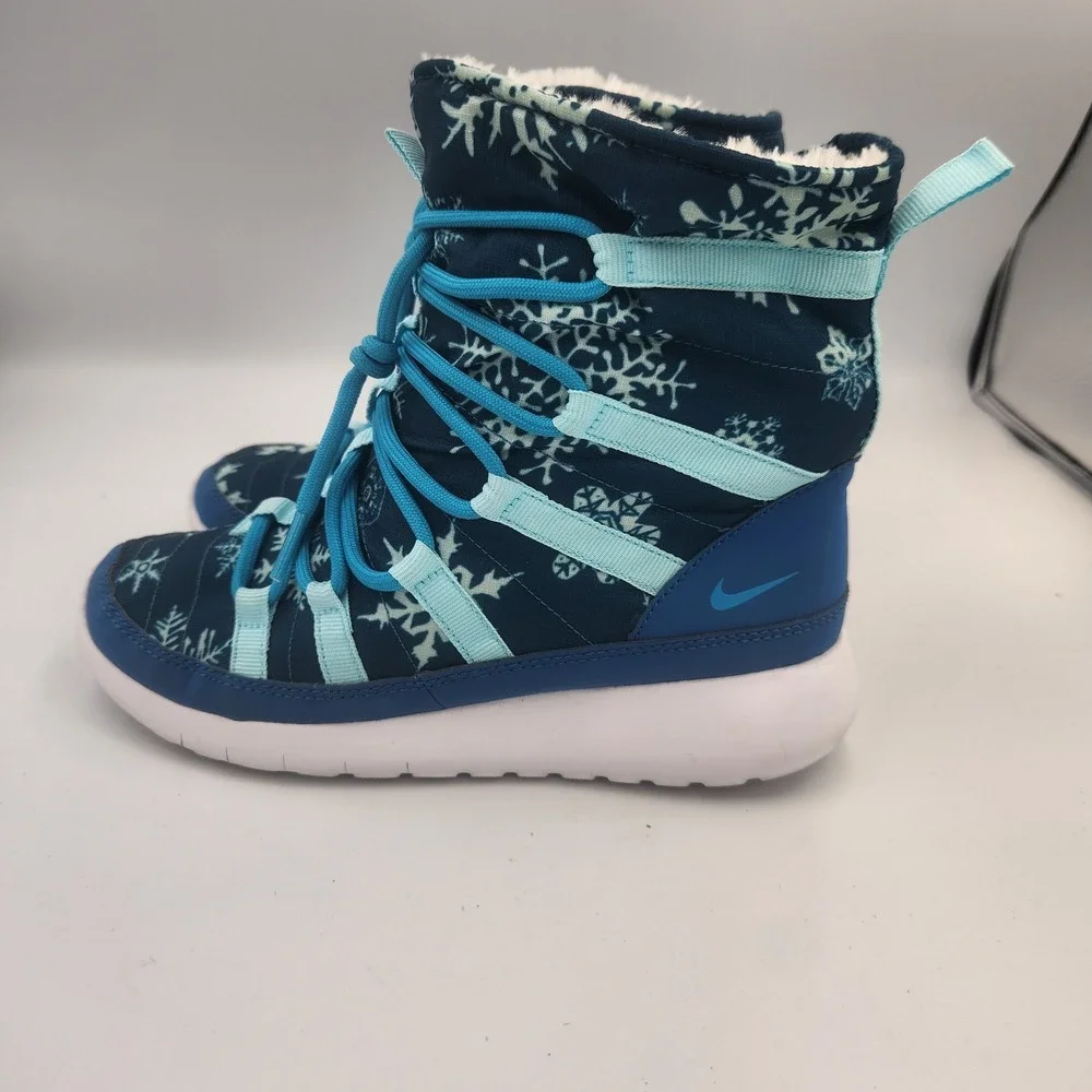 Nike Roshe One Hi Print Big Kids' SneakerBoots Size 4Y Snow Flake‎ Blue